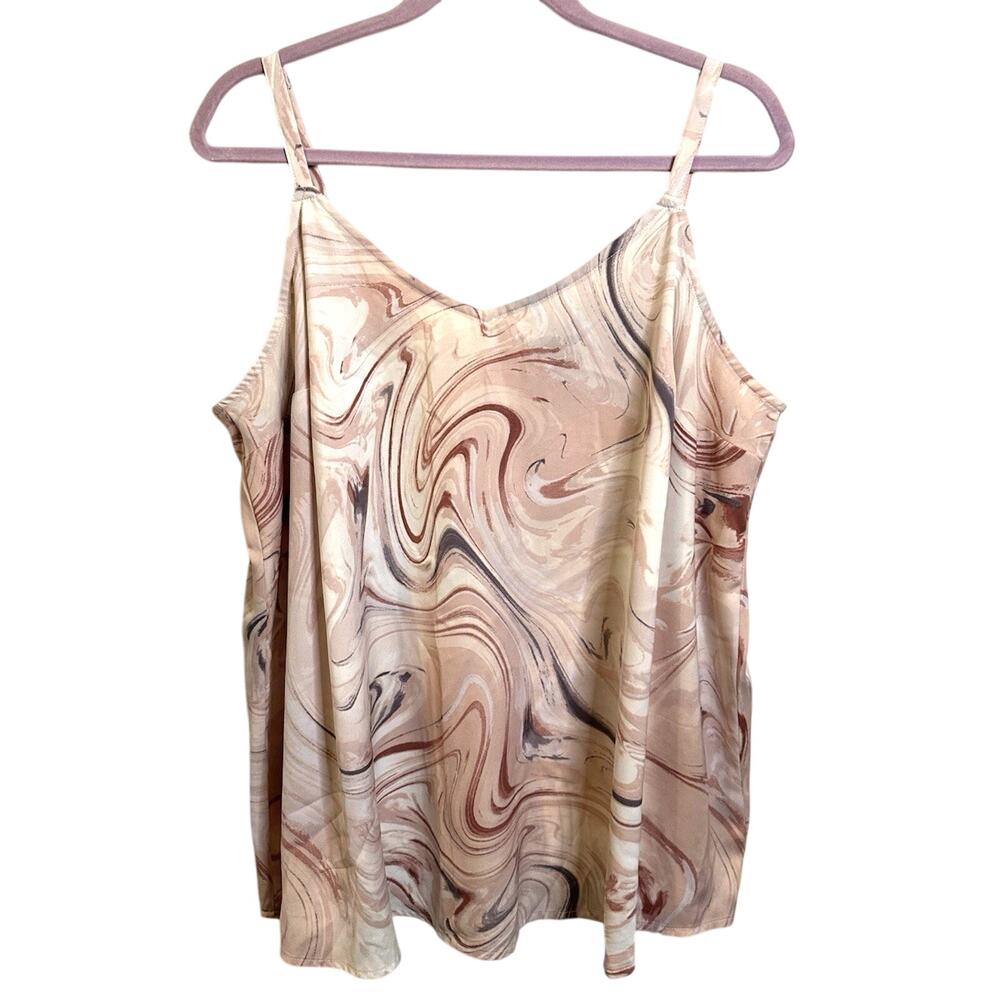NWOT* TORRID Women's Sophie Charmeuse Swing Cami SZ 1 Pink Marble Abstract Silky